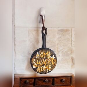 Hand Painted Cast Iron Skillet with HOME SWEET HOME & background of Sunf…